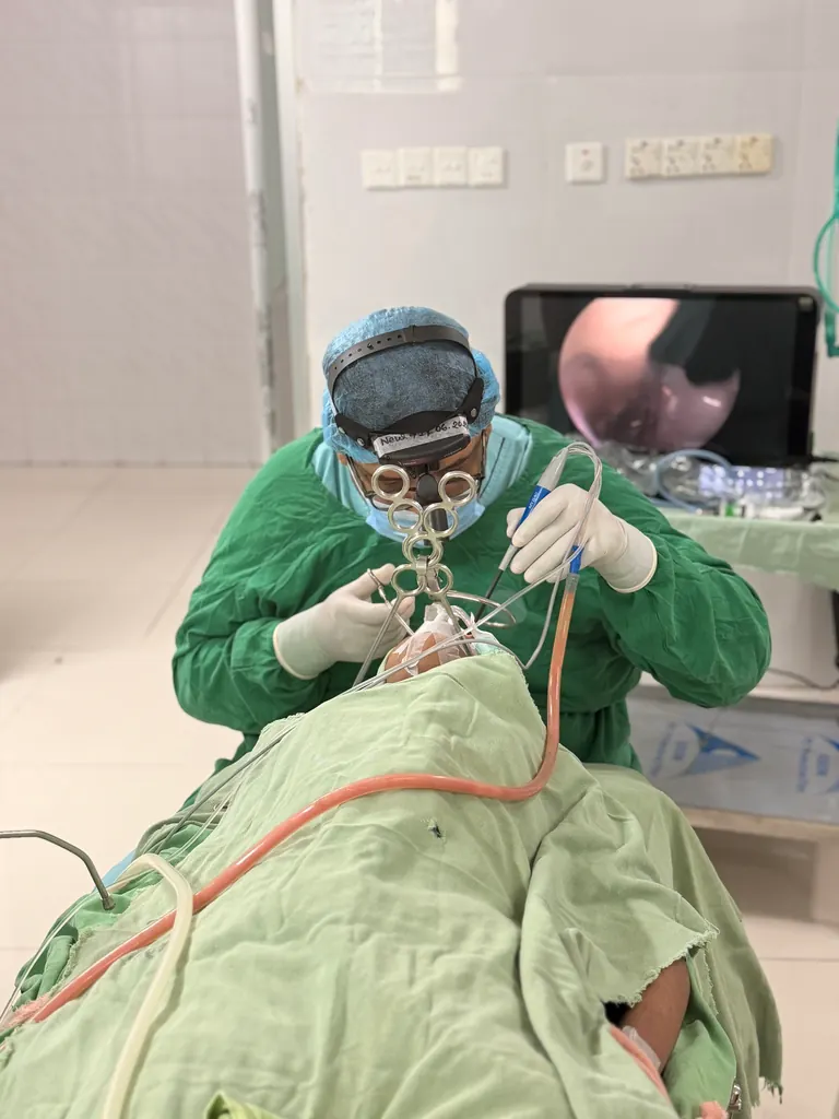 এন্ডোস্কোপিক সার্জারি করছেন / Performing endoscopic ENT surgery